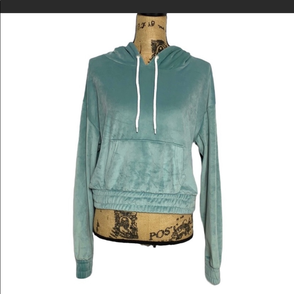 Dark green velvet hoodie